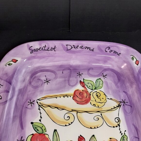 Julia Junkin Certified International Cake Plate – Hand-Painted Roses & Quote - Picture 9 of 10